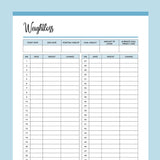 Printable 52 Week Weightloss Tracker - Blue
