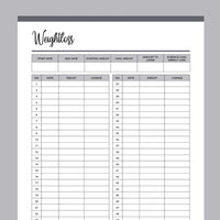 Printable 52 Week Weightloss Tracker - Grey