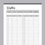 Printable 52 Week Weightloss Tracker - Grey