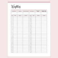 Weight Tracker Printable