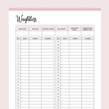 Printable 52 Week Weightloss Tracker - Pink