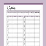 Printable 52 Week Weightloss Tracker - Purple