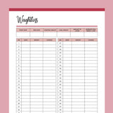 Printable 52 Week Weightloss Tracker - Red