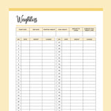 Printable 52 Week Weightloss Tracker - Yellow