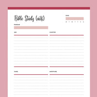 Printable ACTS Bible Study Template - Red