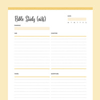 Printable ACTS Bible Study Template - Yellow