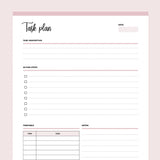 Printable ADHD Task Planner - Pink