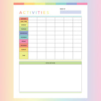 Printable Activity Tracker For Kids