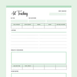 Printable ad tracking template - green