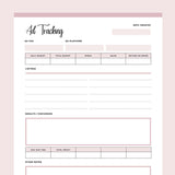 Printable ad tracking template - pink
