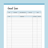 Printable Annual Leave Tracker - Blue