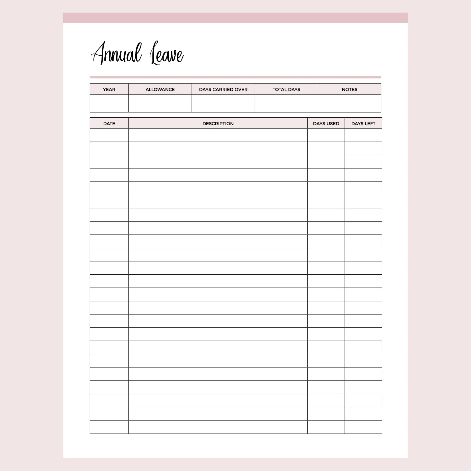 Annual Leave Form Pdf