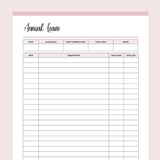 Printable Annual Leave Tracker - Pink