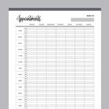 Printable Appointment Book With 20 Minute Slots - Grey