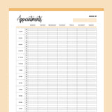Printable Appointment Book With 20 Minute Slots - Orange