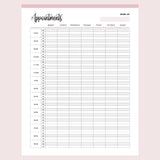 Printable Appointment Book With 20 Minute Slots
