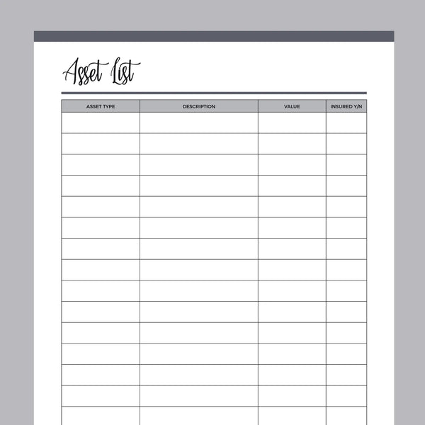 printable-asset-list-instant-download-pdf-a4-and-us-letter-plan-print-land for Free Printable Estate Planning Template Printable Asset List | Instant Download PDF | A4 and US Letter – Plan Print Land for Free Printable Estate Planning Template