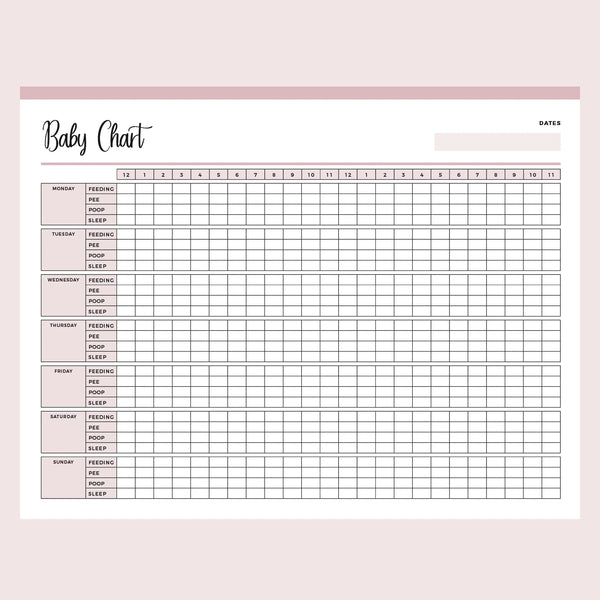 Printable Baby Feeding and Toileting Log