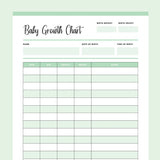 Printable Baby Growth Tracking Chart - Green