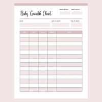 Printable Baby Growth Tracking Chart Page 1
