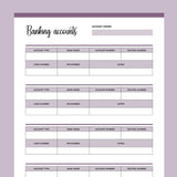 Printable Bank Account Information Templates - Purple