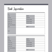 Printable Financial Account Information Templates | Instant Download ... Printable Financial Account Information Templates | Instant Download ...