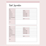 Printable Financial Account Information Templates - Page 1