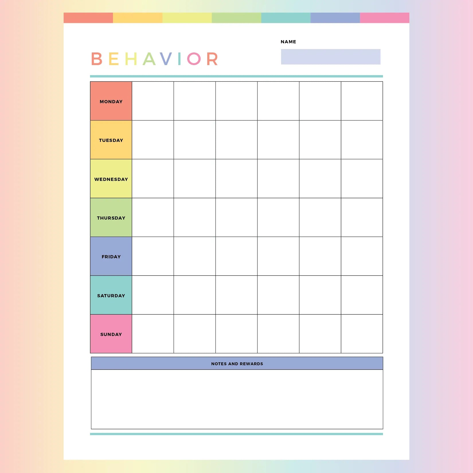 Free Printable Behavior Charts Pdf