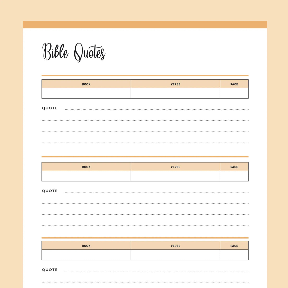 Printable Bible Quote Journal | Instant Download PDF | A4 & US Letter ...