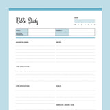 Printable Bible Study Planner - Blue