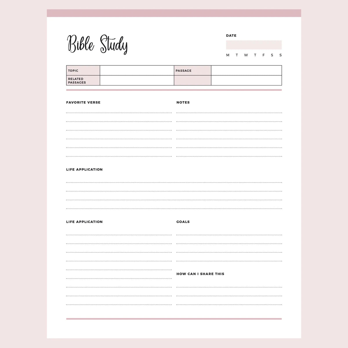 Printable Bible Study Planner | Instant Download PDF | A4 & US Letter ...