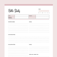 Printable Bible Study Planner - Pink