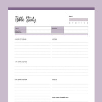 Printable Bible Study Planner - Purple