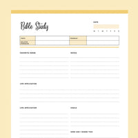 Printable Bible Study Planner - Yellow