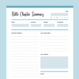 Printable Bible Chapter Summary Template - Blue