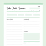 Printable Bible Chapter Summary Template - Green