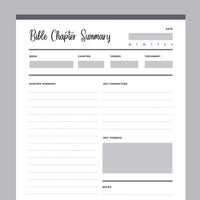 Printable Bible Chapter Summary Template - Grey