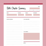 Printable Bible Chapter Summary Template - Red