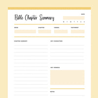 Printable Bible Chapter Summary Template - Yellow
