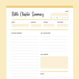 Printable Bible Chapter Summary Template - Yellow
