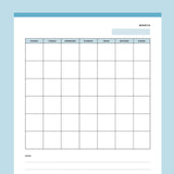 Printable Blank Monday to Sunday Calendar Page - Blue