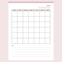 Printable Blank Monday to Sunday Calendar Page