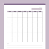 Printable Blank Monday to Sunday Calendar Page - Purple