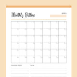 Printable Monthly Calendar - Orange