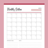 Printable Monthly Calendar - Red