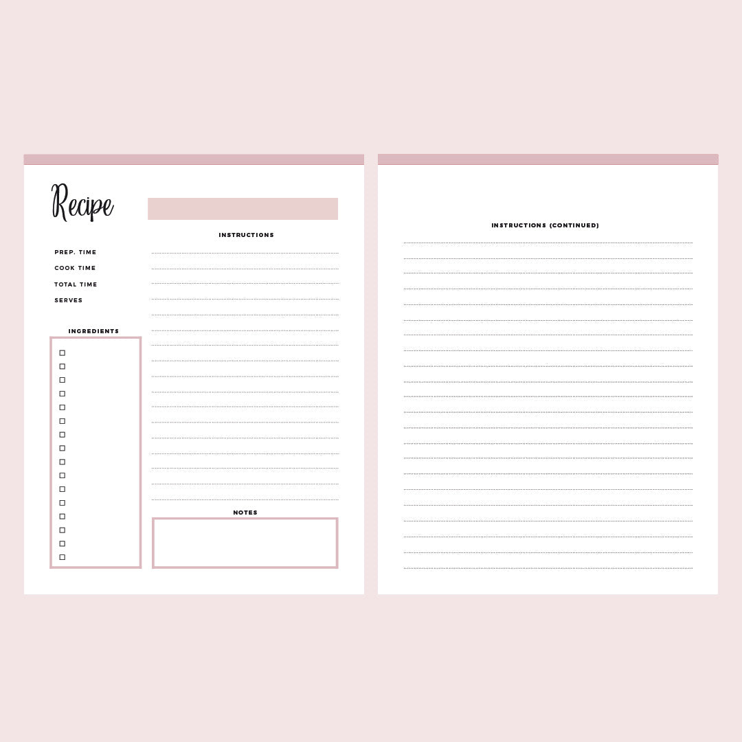 Printable Blank Recipe Sheets – Plan Print Land