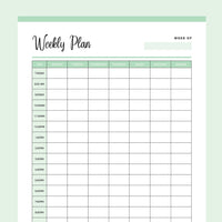 Printable Blank Weekly Plan - Green