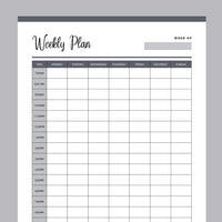 Printable Blank Weekly Plan - Grey