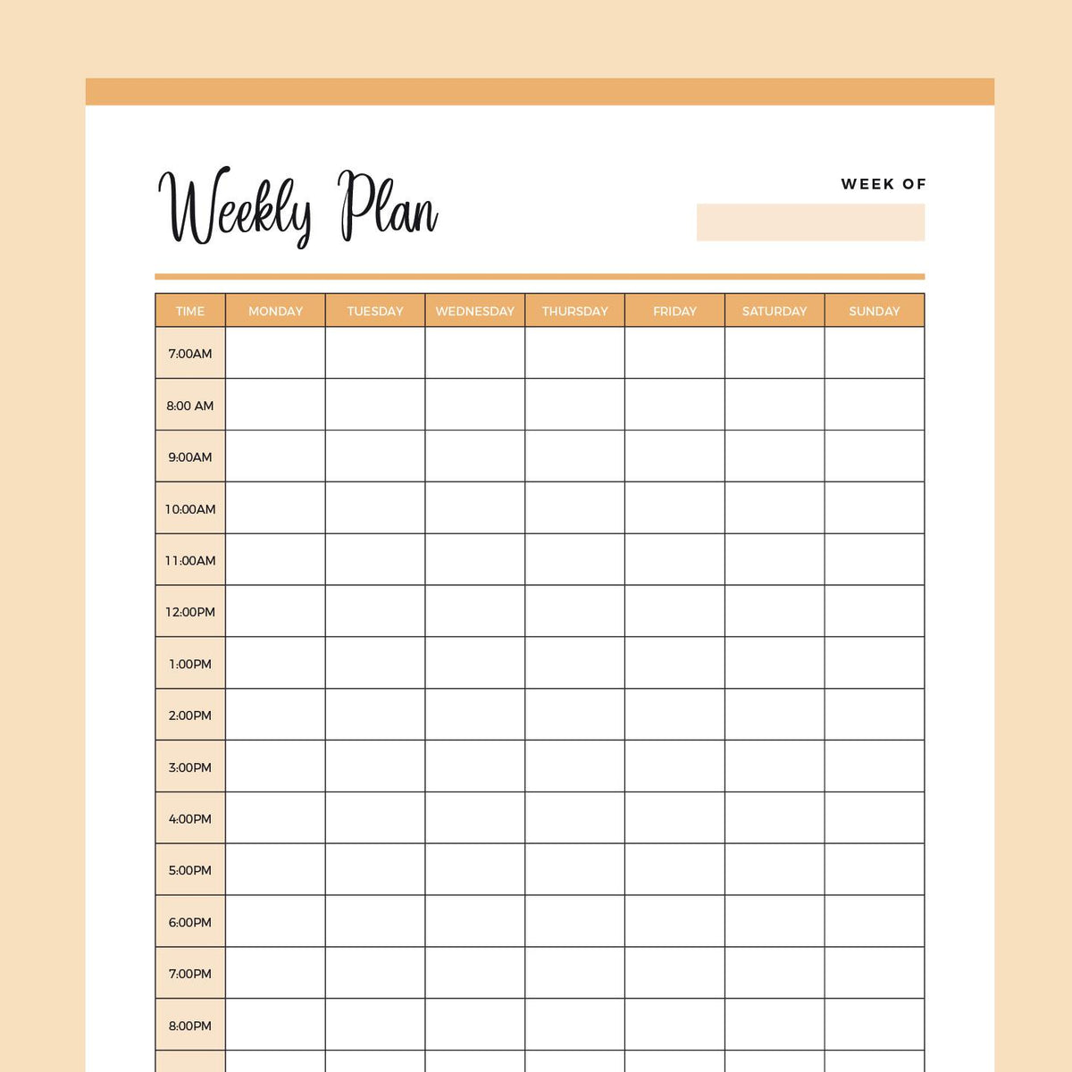 Printable Blank Weekly Plan | Instant Download PDF – Plan Print Land