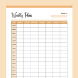 Printable Blank Weekly Plan - Orange